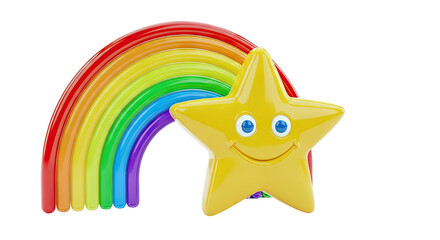 Happy Star and Rainbow Illustration