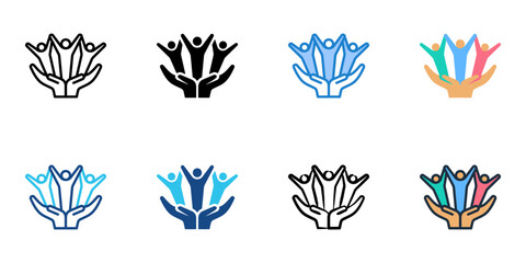 Community Engagement icons set multiple style collection. Editable stroke 
