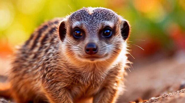 Closeup of a meerkat in natural setting