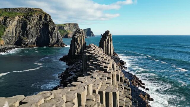 Basalt columns formation at Giant's Causeway in Northern Ireland
