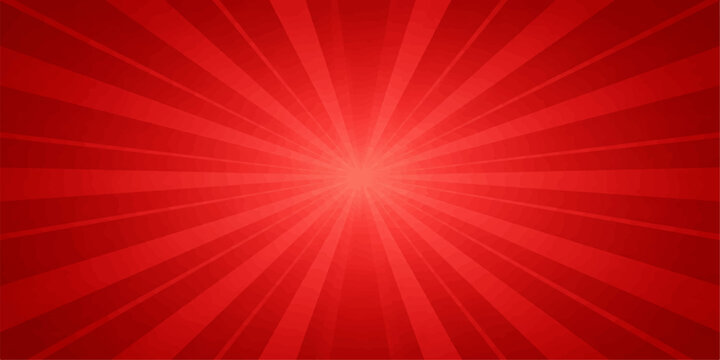 An abstract red starburst background featuring bright orange rays and a glowing sunburst design creates a vibrant radial energy explosion in this vector illustration wallpaper