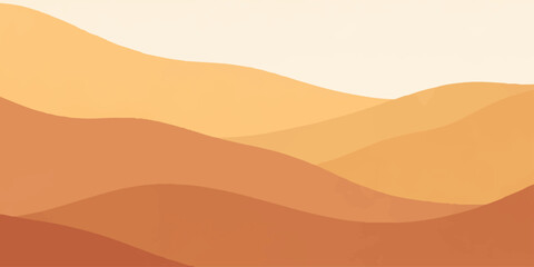 Abstract vector illustration of a hot Sahara desert landscape featuring orange sand dunes under a summer sunset sky for an arid nature travel adventure © AeroVista