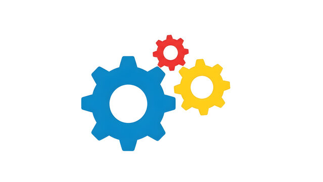 Colorful Gears Icon For Settings System Process On Black