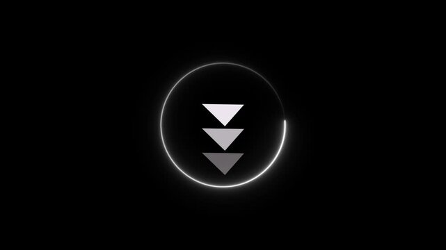 Bright ash and red colored neon animation arrow animation on black background,with 4k video animation.