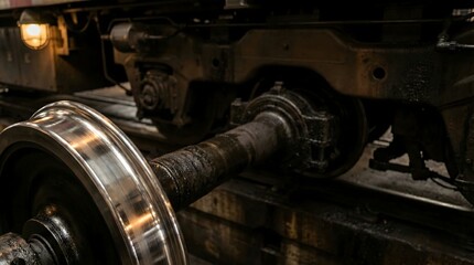 Railway Wheel and Axle in Industrial Workshop