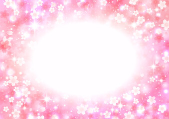 キラキラ優しく輝く桜の花 背景 フレーム