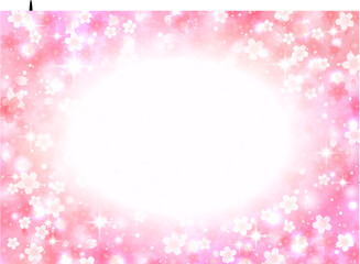 キラキラ優しく輝く桜の花 背景 フレーム