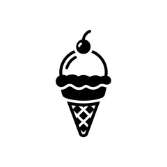 Ice Cream Cone Icon &ndash; Sweet Dessert Silhouette Illustration