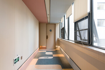 Modern indoor corridor of hotel