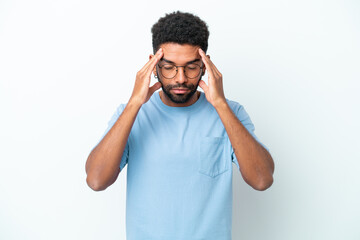 Fototapeta premium Young Brazilian man isolated on white background with headache