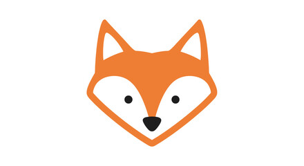 Fototapeta premium Stylized Orange Fox Face with Pointed Ears and Black Eyes.