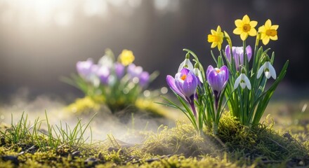 Beautiful spring flowers blooming in the morning light © Mim Sumaiya