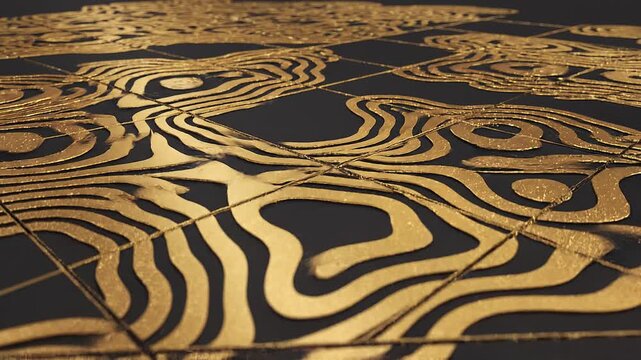 Elegant golden topographic map tile background animation for creative projects
