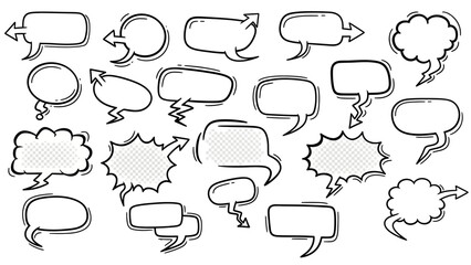 Fototapeta premium Hand-drawn Comic Speech Bubbles with Various Shapes and Outlines