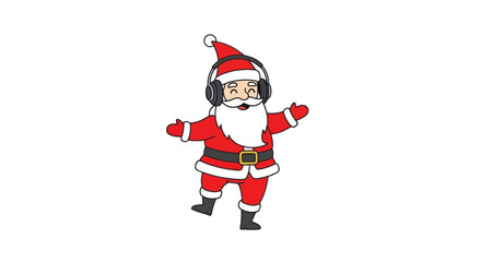 Fototapeta premium Cartoon Santa Claus Dancing with Headphones Festive and Joyful.