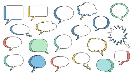 Fototapeta premium Assorted Colorful Speech Bubbles with Outlines, Various Shapes and Styles