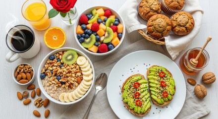 Delicious and Nutritious Breakfast Spread with Variety.