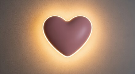Glowing Heart-Shaped Light on Wall.