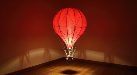 Glowing Red Hot Air Balloon Lamp.
