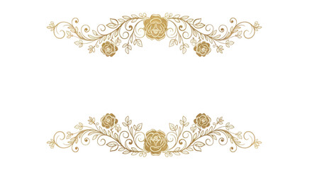 Fototapeta premium Ornate Golden Floral Frame with Swirling Vines and Decorative Elements.