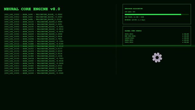 Web design template with digital technology elements.