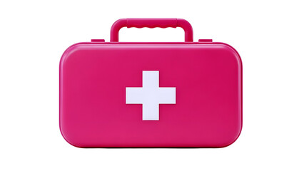 Obraz premium 3d rendering of a pink first aid kit with a white cross symbol isolated on transparent background