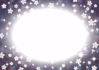 幻想的な輝きの夜桜の花 背景 フレーム