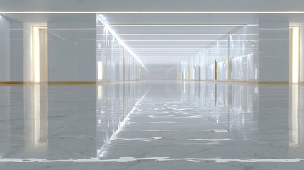 Architectural Modernism: A sleek, expansive corridor bathed in natural light, showcasing the minimalist design of modern architecture and inviting contemplation. 