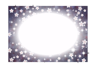 幻想的な輝きの夜桜の花 背景　フレーム