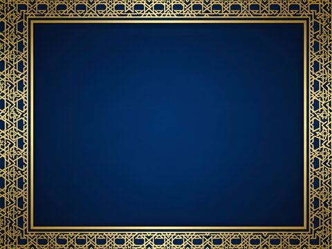 Ornate gold border on dark blue background