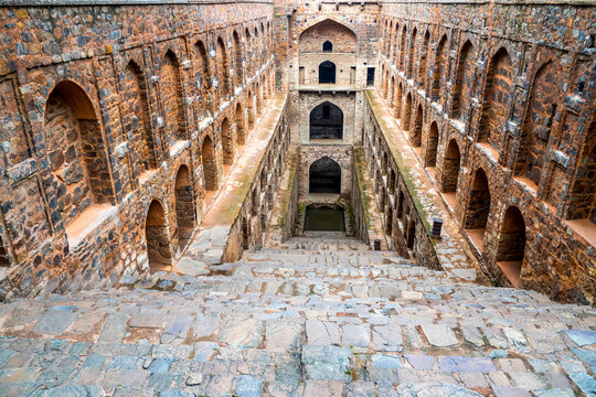 Ancient brick stepwell Agrasen Ki Baoli in New Delhi