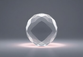 Naklejka premium Faceted transparent crystal ball on grey floor