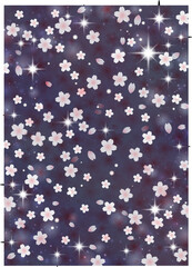 幻想的な輝きの夜桜の花 背景 パターン