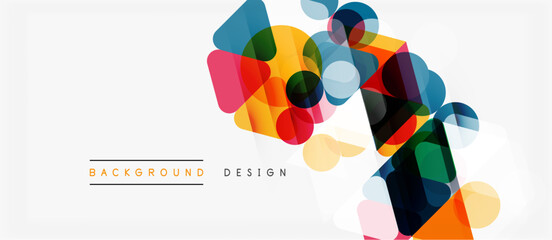 Obraz premium Abstract colorful shapes overlap, creating dynamic composition. Modern design elements suggest creativity, innovation, visual appeal.