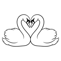 Obraz premium Heart-Shaped Swans—Romantic Coloring Page