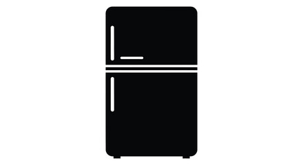 A stark black silhouette of a classic refrigerator stands out against a clean white background silhouette high quality © Jahid