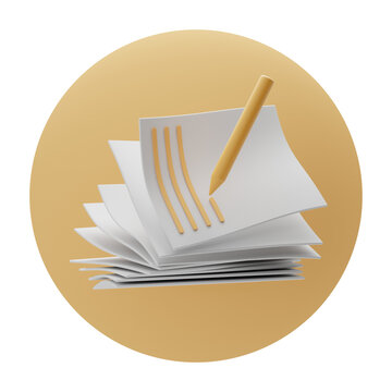 3d icon of pen and pappers