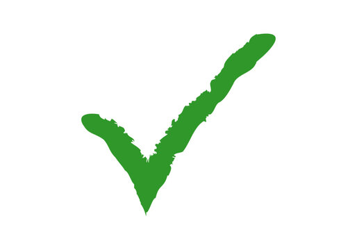 Marca de verificaci&oacute;n verde pintada con pincel