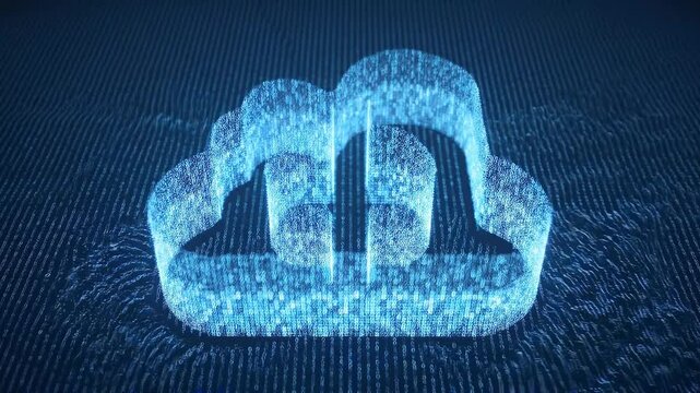Secure Cloud Storage Concept - Glowing Fortress Made of Digital Data Bits - 4K
