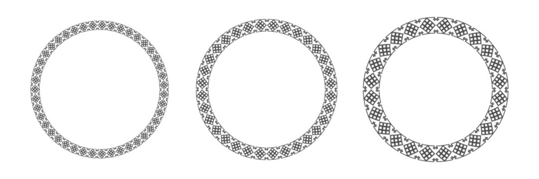 Set of Arabic patterns frames. Folk geometric borders. Middle east motif. Vector