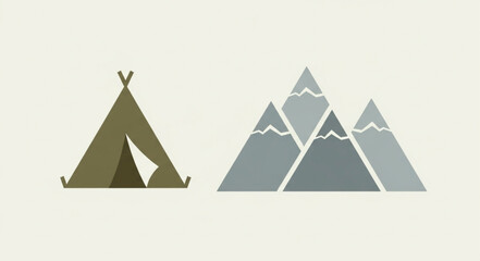 Tent and Mountains Graphic Illustration. © Jaganchan