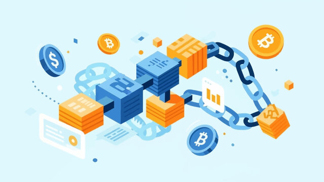 Blockchain Technology and Cryptocurrency Network Concept.