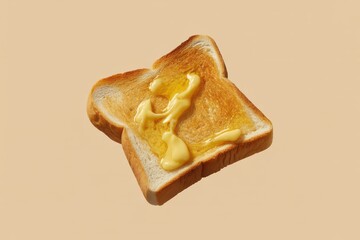 Toasted white bread slice with melted butter on