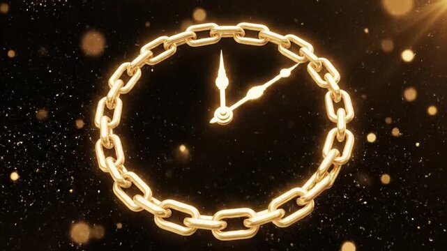 golden chain forming circle with broken link glowing on black background