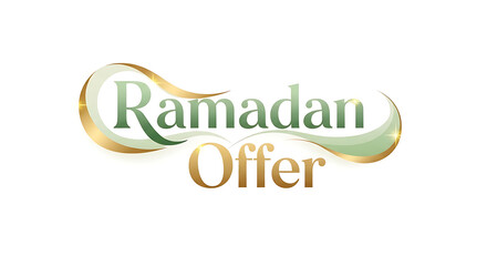 Fototapeta premium Ramadan offer banner with elegant gold and green design