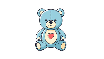 Fototapeta premium Blue Cartoon Teddy Bear with Heart.
