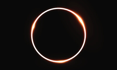 Naklejka premium The bright shining illuminated the night sky Ring of fire in the dark sky during solar eclipse