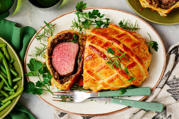 Beef Wellingon on a festive, New Year's table