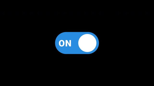 Modern Blue Turn On Toggle Switch Animation On Isolated Black Background
