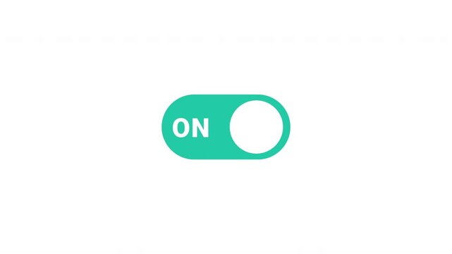 Modern Cyan Turn On Toggle Switch Animation On Isolated White Background